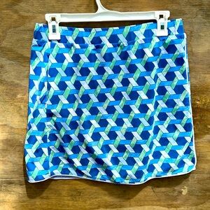 J. McLaughlin Catalina Cloth Skort Blue White Green Geometric Skirt Size M